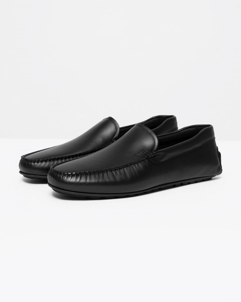 Hugo Boss Noel Mens Nappa Leather Moccasins with Driver Sole and Full Lining - Black - Size UK 10